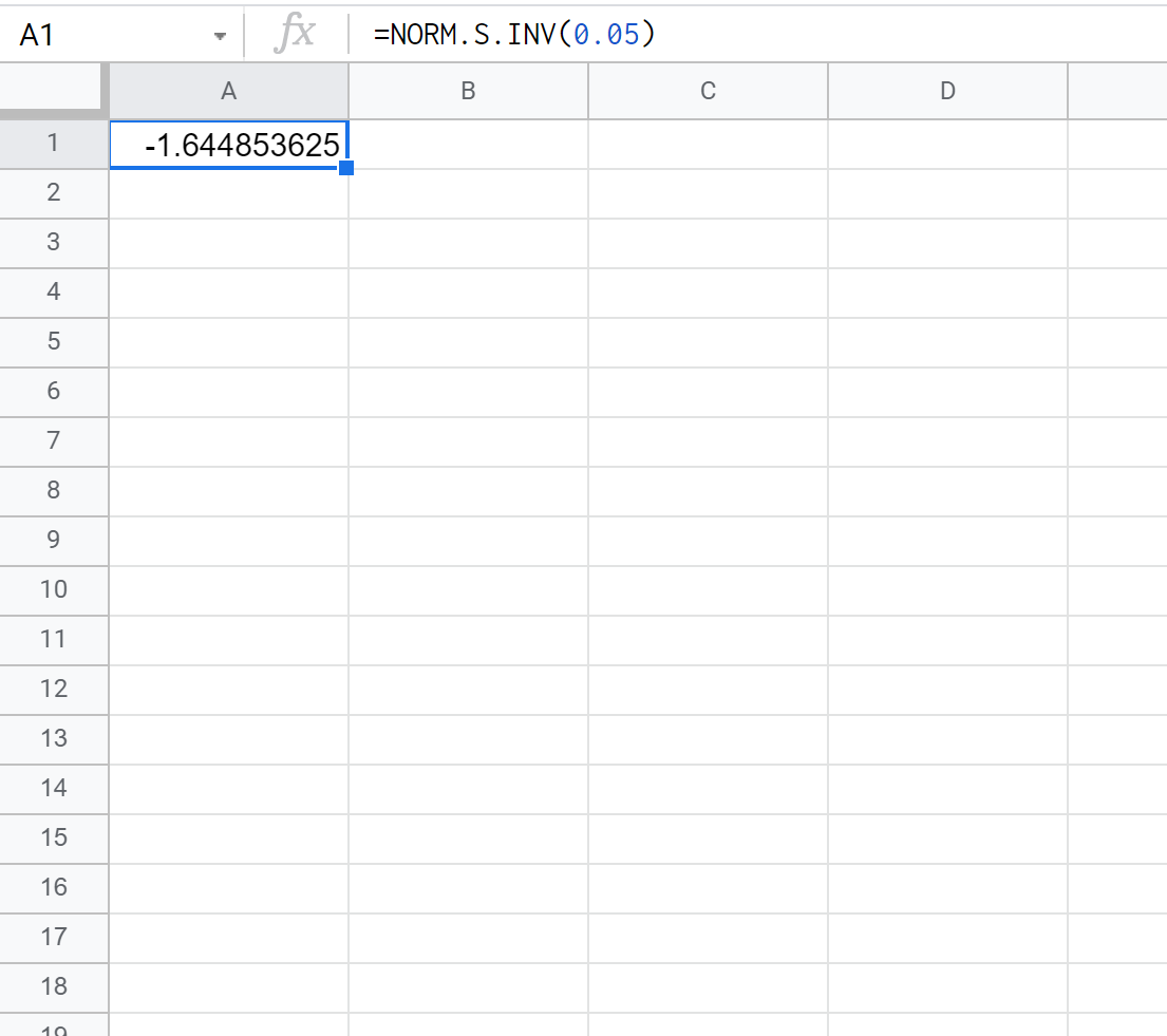 z kritischer Wert in Google Sheets