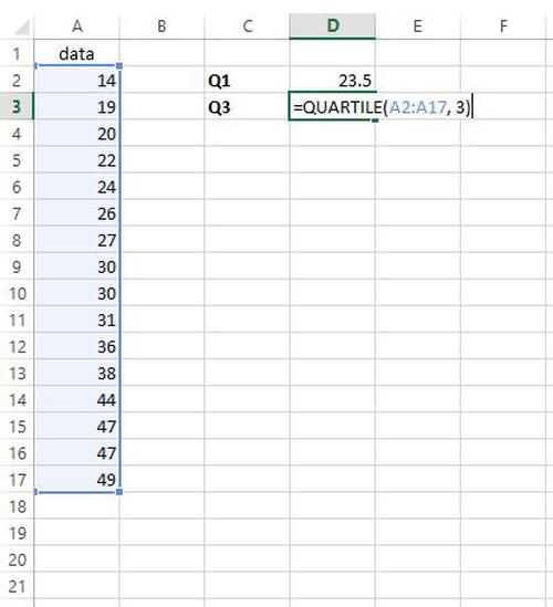 Suchen des dritten Quartils eines Datensatzes in Excel