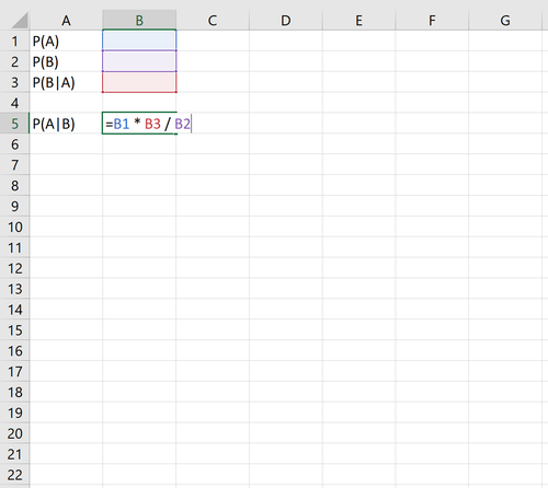 Satzformel von Bayes in Excel