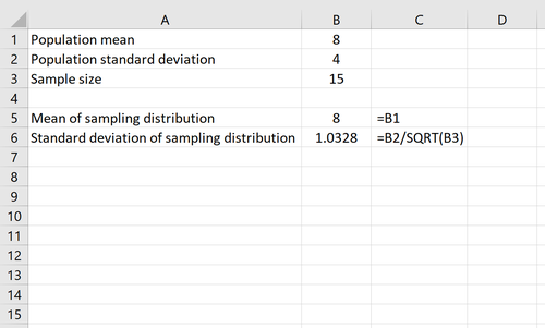Beispiel für einen zentralen Grenzwertsatz in Excel