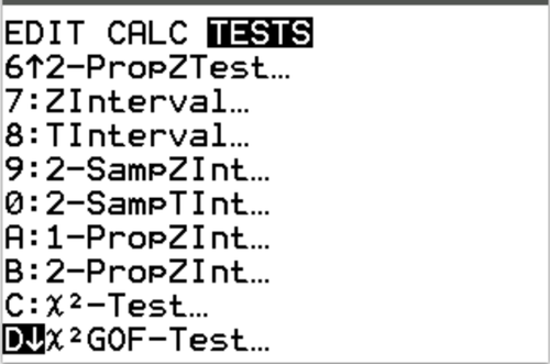 Chi-Quadrat-Anpassungstest auf einem TI-84-Rechner
