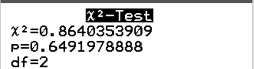 Ausgabe des Chi-Quadrat-Unabhängigkeitstests auf einem TI-84-Rechner