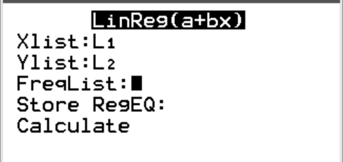 Lineare Regression auf TI-84 Rechner