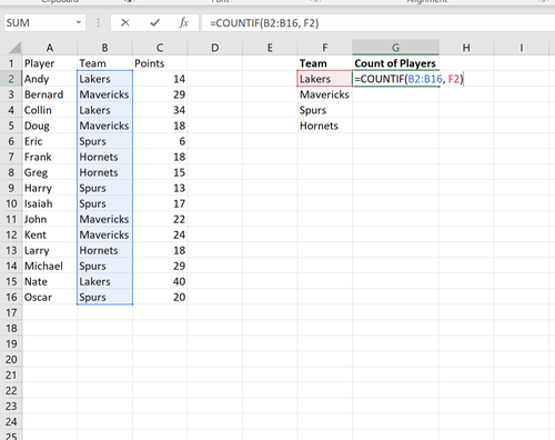 In Excel nach Gruppe zählen
