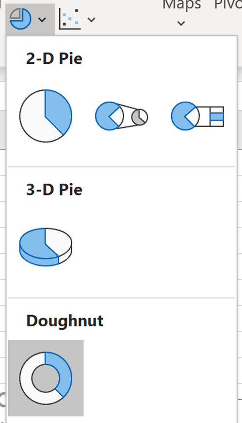 Donut-Diagrammoption in Excel