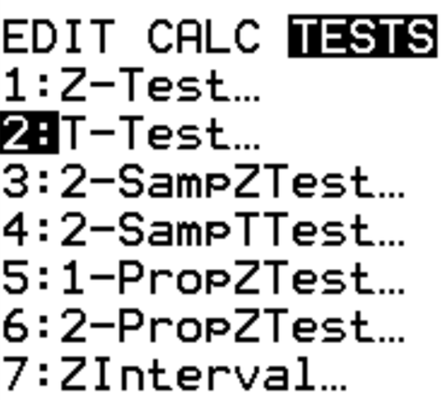 Ein Beispiel-T-Test für TI-84