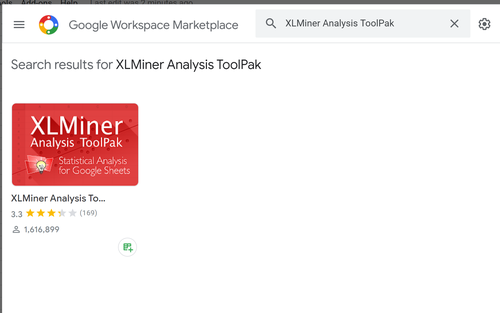 Installieren Sie das XLMiner-Analyse-Toolpak in Google Tabellen