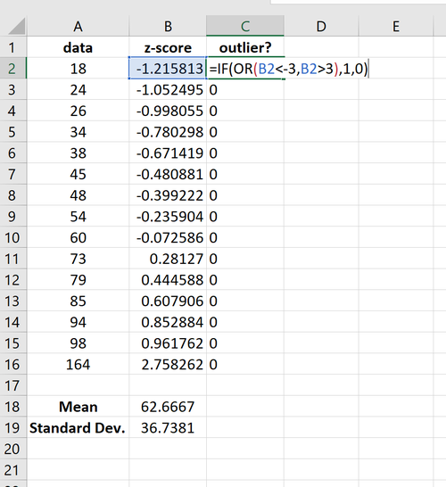 Ausreißer in Excel mithilfe von Z-Scores finden