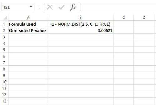 P-Wert von z Score in Excel
