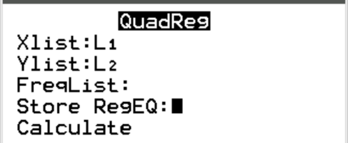 Quadratische Regression Beispiel auf einem TI-84 Rechner