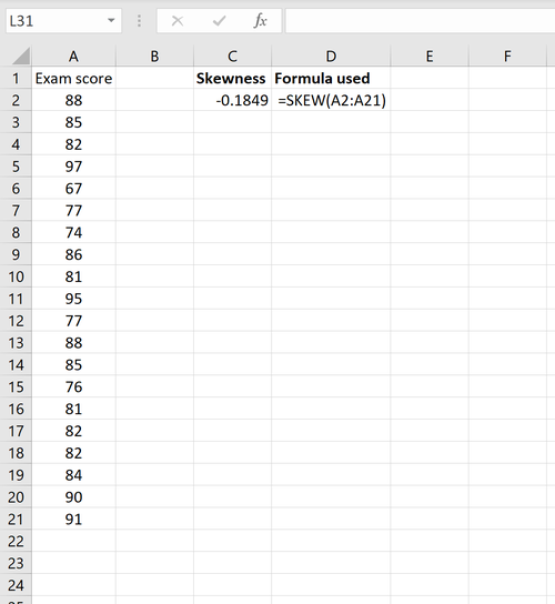 So berechnen Sie die Schiefe in Excel