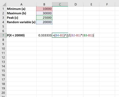 Dreiecksverteilung in Excel