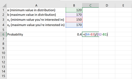 Gleichverteilungswahrscheinlichkeiten in Excel