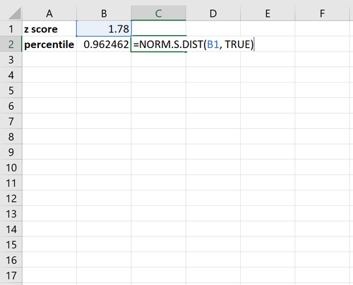Berechnung des Perzentils zum Z-Score in Excel