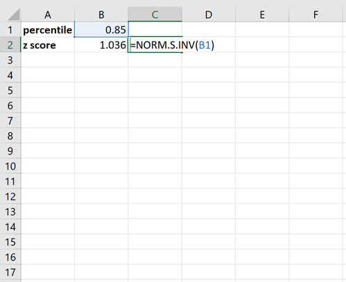 Konvertieren von Z-Scores in Perzentile in Excel