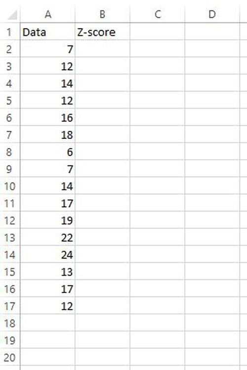 Z-Score-Datensatz in Excel