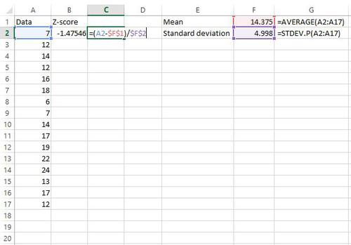 Z-Score-Berechnung in Excel